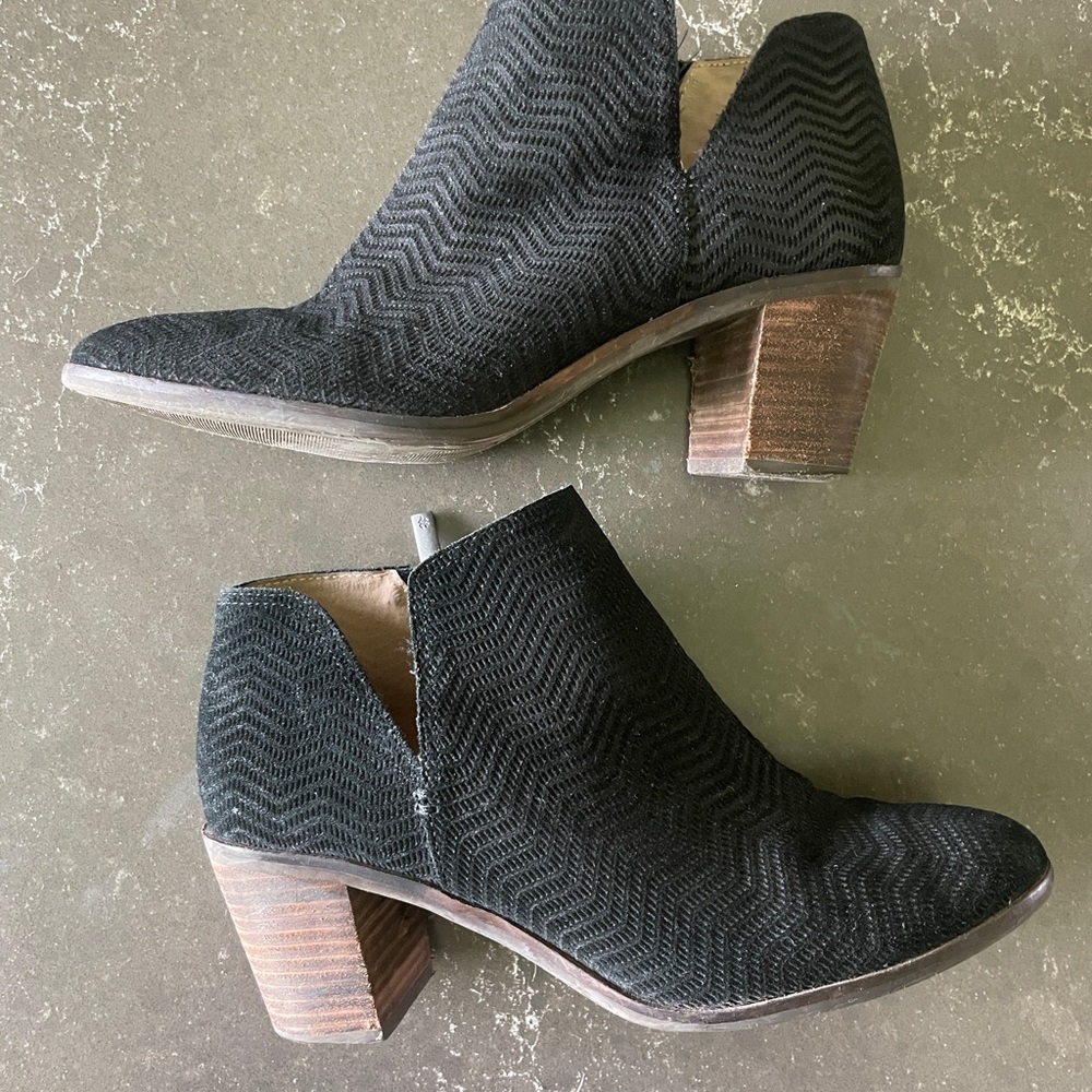 Lucky Brand Black Ankle Booties with Block Heel